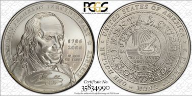 2006-P $1 Franklin-Founding Father MS70