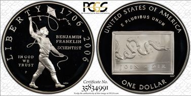 2006-P $1 Franklin-Scientist PR69DCAM