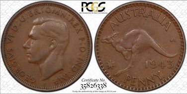 1943-I (b) 1D Long Reverse Denticles XF40BN