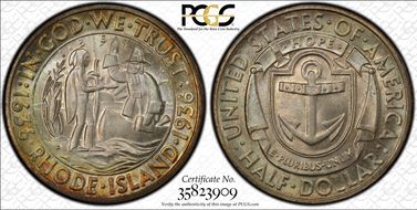 1936-D 50C Rhode Island MS67