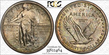 1916 25C Standing Liberty AU58