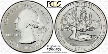 2018-S 25C Voyageurs NP-Silver Rev PR 50th Anniversary Set First Strike PR69