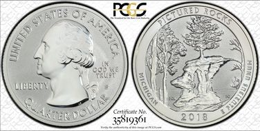 2018-S 25C Pictured Rocks NP-Silver Rev PR 50th Anniversary Set First Strike PR69
