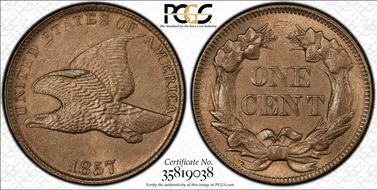 1857 1C Flying Eagle MS64