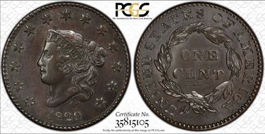 1829 1C Medium Letters MS63BN