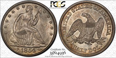 1854 50C AU58