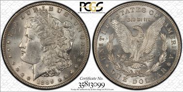 1889 $1 VAM 23A Clashed IN MS63