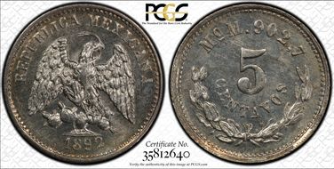 1892-Mo M 5C MS64
