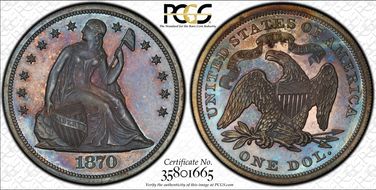 1870 $1 PR65