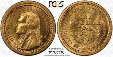 1903 G$1 LA Purchase, Jefferson MS64