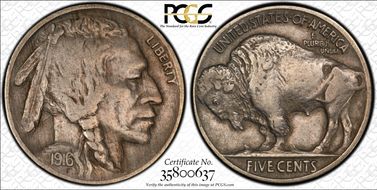 1916 5C Doubled Die Obverse XF45