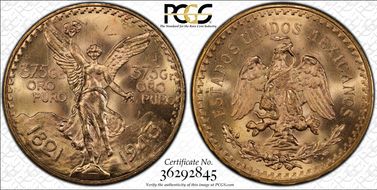 1943 (50 P) KM-482  Au MS65