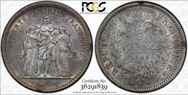 1849-BB 5 Fr Gad-683 Hercule AU55