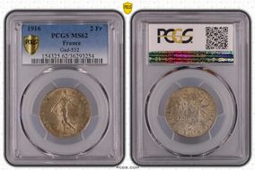 1916 2 Fr Gad-532 F-266 MS62