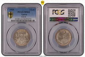 1926 2 Lat KM-8  Ag MS64