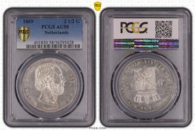 1869 2 1/2 G KM-82  Ag AU58