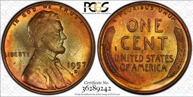 1957-D 1C MS65RB