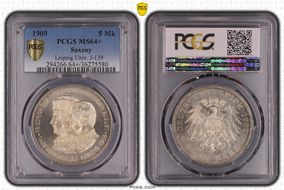 1909 5 Mk Leipzig Univ. J-139 MS64+