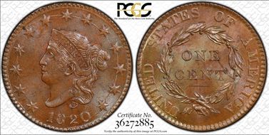 1820 1C Large Date MS65BN