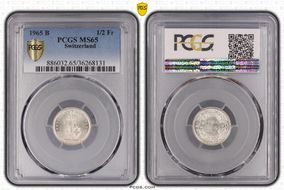 1965 B 1/2 Fr KM-23  Ag MS65