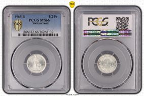1965 B 1/2 Fr KM-23  Ag MS66