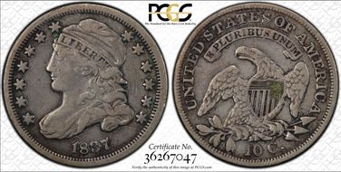 1837 10C Capped Bust VF20