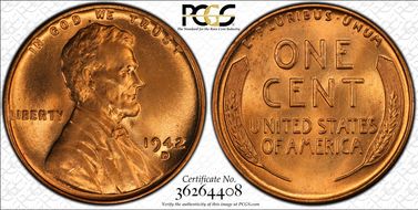1942-D 1C MS67RD