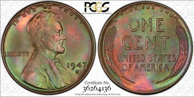 1947-D 1C MS65RB