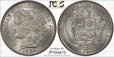 1880-B BF 5 Pst KM-201.1 Without dot MS63