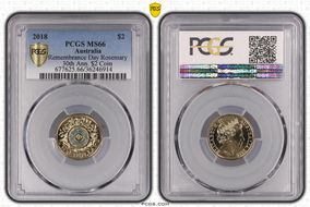 2018 $2 Remembrance Day Rosemary 30th Ann. $2 Coin Colorized MS66