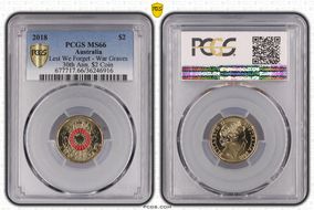 2018 $2 Lest We Forget - War Graves 30th Ann. $2 Coin Colorized MS66