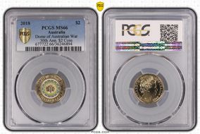 2018 $2 Dome of Australian War 30th Ann. $2 Coin Colorized MS66