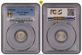 1951(m) 3D KM-44  Ag MS64