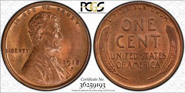 1918-D 1C MS65RB