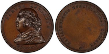 1845 Medal Storer-1867 Bronze S. Appleton, MA Horticultural Society MS65