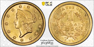 1854 G$1 Type 1 MS62