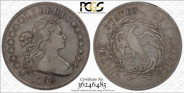 1798 $1 Small Eagle, 15 Stars VF30