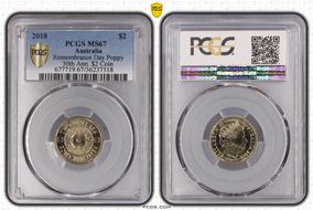 2018 $2 Remembrance Day Poppy 30th Ann. $2 Coin MS67