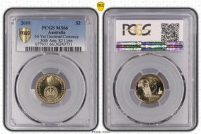 2018 $2 50 Yrs Decimal Currency 30th Ann. $2 Coin MS66