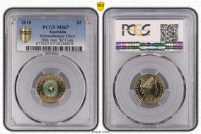 2018 $2 Remembrance Dove Colorized 30th Ann. $2 Coin MS67