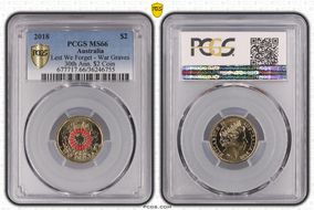 2018 $2 Lest We Forget - War Graves 30th Ann. $2 Coin Colorized MS66