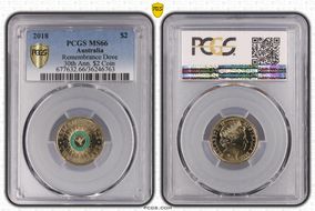 2018 $2 Remembrance Dove Colorized 30th Ann. $2 Coin MS66