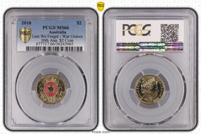 2018 $2 Lest We Forget - War Graves 30th Ann. $2 Coin Colorized MS66