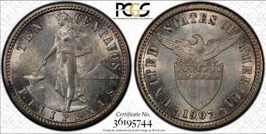 1907-S 10C MS63