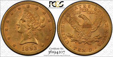 1893 $10 MS62