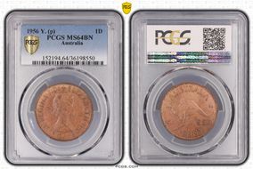 1956 Y. (p) 1D KM-56 MS64BN