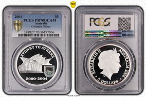 2004 $5 Olympic Silver PR70DCAM