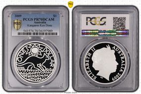 2009 $1 Kangaroo Ag-Ken Done PR70DCAM