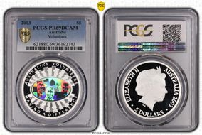 2003 $5 Volunteers PR69DCAM