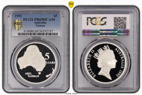 1993 $5 Tasman PR69DCAM